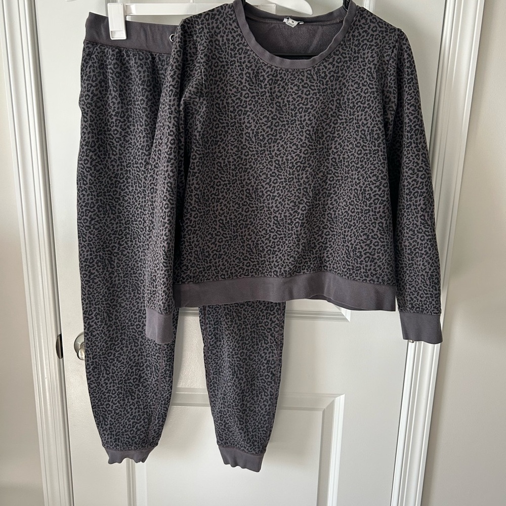 Gray Leopard Print Sweat set